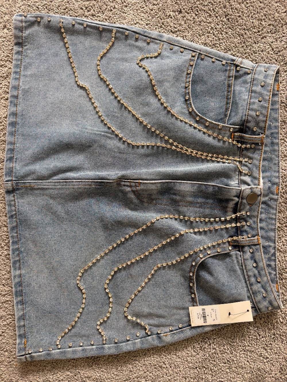 Denim Rhinestone Skirt